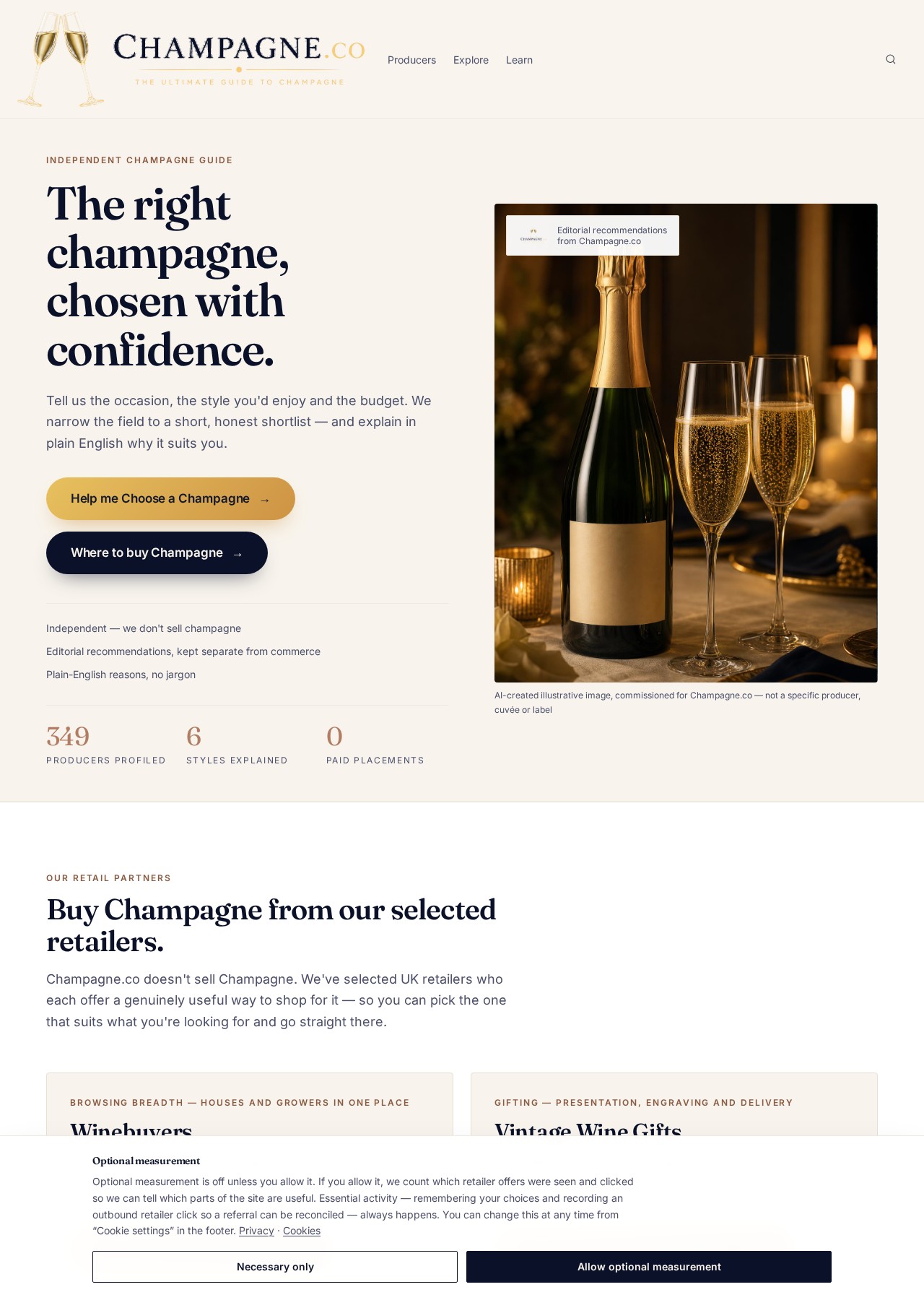 Current Champagne.co editorial platform
